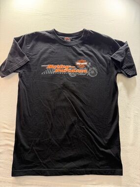 Harley-Davidson Black Short Sleeve Tee with Orange Logo